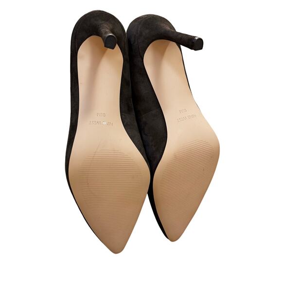 Nine West "Emmala" dark khaki GREEN suede high heel pumps career shoes US 9.5M - Picture 4 of 10